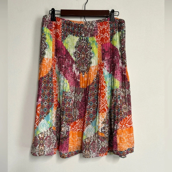 Ninety Clothing Co Women’s 3X Pull On Accordion‎ Skirt Colorful Lined Bohemian - Picture 1 of 11